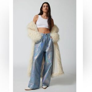 Neon Denim Leroy Coated Wide-Leg Jean 24 Silver Iridescent
